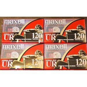 Maxell UR 120 Min Blank Audio Cassette Tapes Normal Bias 4 Count New Sealed